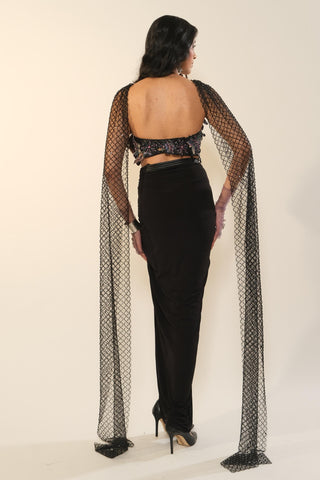 Bralette for Contemporary Wear – Black Serigraph Floral Embroidered by Label Esha Amin