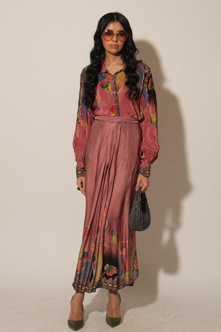 Lungi Skirt for Contemporary Wear – Pink Serigraph Border by Label Esha Amin