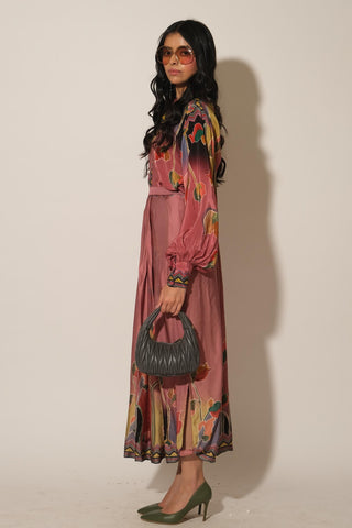 Lungi Skirt for Contemporary Wear – Pink Serigraph Border by Label Esha Amin