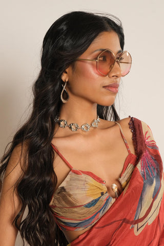 Bralette for Indian Wedding – Red Serigraph Floral Embroidered by Label Esha Amin