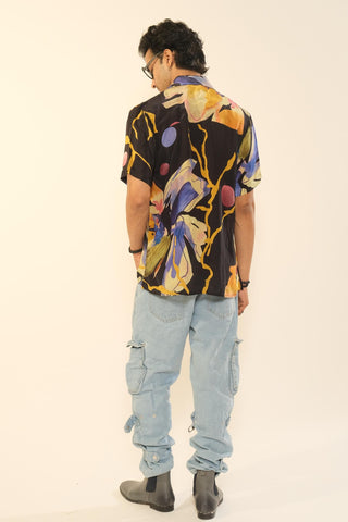 Shirt for Contemporary Wear – Multicolor Serigraph Floral Printed by Label Esha Amin