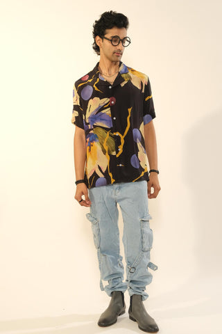 Shirt for Contemporary Wear – Multicolor Serigraph Floral Printed by Label Esha Amin