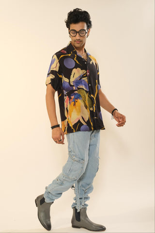 Shirt for Contemporary Wear – Multicolor Serigraph Floral Printed by Label Esha Amin