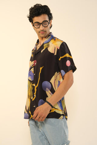 Shirt for Contemporary Wear – Multicolor Serigraph Floral Printed by Label Esha Amin