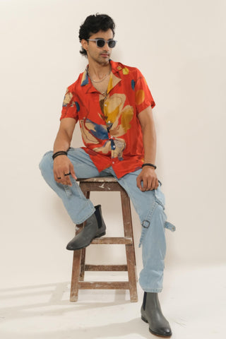Shirt for Contemporary Wear – Multicolor Serigraph Botanical Printed by Label Esha Amin