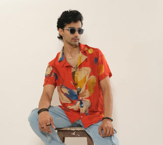 Shirt for Contemporary Wear – Multicolor Serigraph Botanical Printed by Label Esha Amin