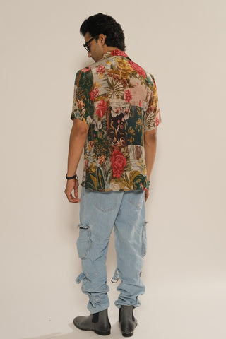 Shirt for Contemporary Wear – Multicolor Serigraph Garden Printed by Label Esha Amin