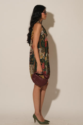 Dress for Contemporary Wear – Multicolor Serigraph Flamingo Halter by Label Esha Amin