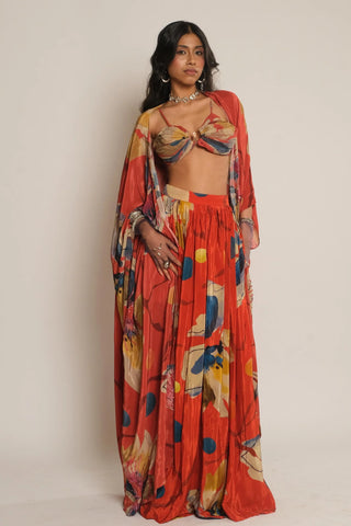 Bralette for Indian Wedding – Red Serigraph Floral Embroidered by Label Esha Amin