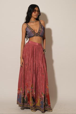 Skirt Set for Indian Wedding – Pink Serigraph by Label Esha Amin