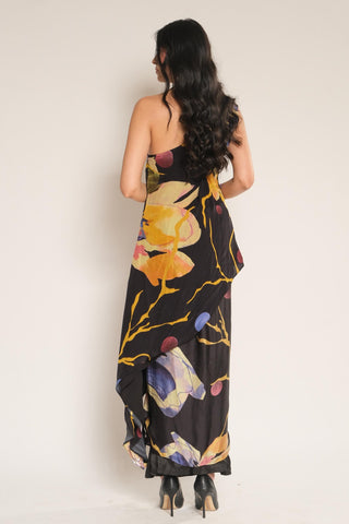 Dress for Contemporary Wear – Black Serigraph Off-Shoulder by Label Esha Amin