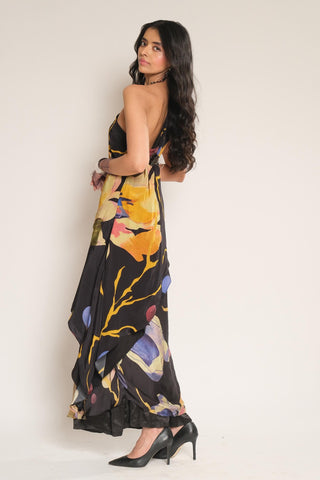 Dress for Contemporary Wear – Black Serigraph Off-Shoulder by Label Esha Amin