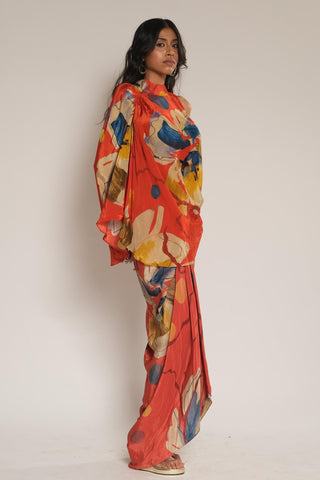 Top for Contemporary Wear – Red Serigraph Halter by Label Esha Amin