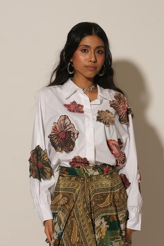 Skirt for Contemporary Wear – Green Serigraph Flamingo by Label Esha Amin