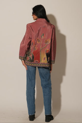 Blazer for Contemporary Wear – Pink Serigraph Embroidered by Label Esha Amin