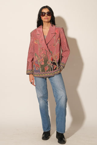 Blazer for Contemporary Wear – Pink Serigraph Embroidered by Label Esha Amin