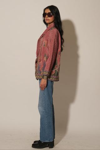 Blazer for Contemporary Wear – Pink Serigraph Embroidered by Label Esha Amin
