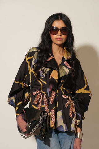 Jacket for Indian Wedding – Black Serigraph Embellished by Label Esha Amin