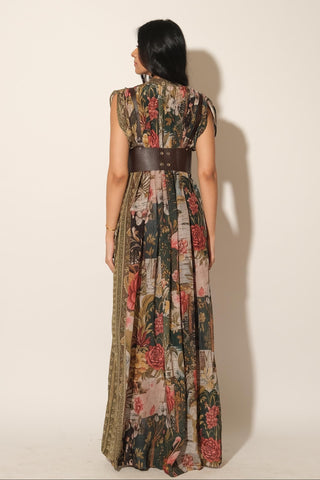 Dress for Contemporary Wear – Multicolor Serigraph Flamingo Maxi by Label Esha Amin