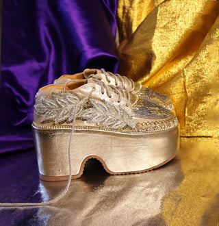 Royal gold silver-crest high sneakers