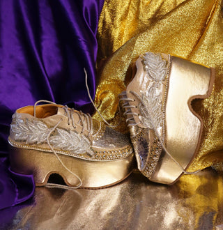 Royal gold silver-crest high sneakers