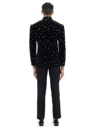 Black motifs embellished bandhgala set