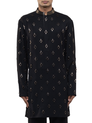 Black motifs embellished kurta set