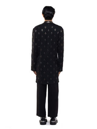 Black motifs embellished kurta set