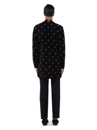 Black egyption motifs embellished kurta set