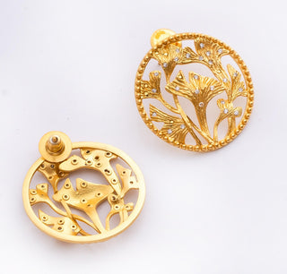 Earring Contemporary Wear - Gold Gingko Charm Stud by Putstyle