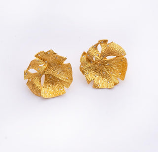 Earring Contemporary Wear - Gold Ginkgo Stud by Putstyle