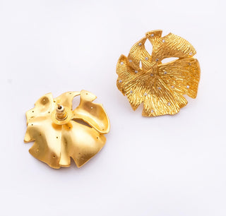 Earring Contemporary Wear - Gold Ginkgo Stud by Putstyle