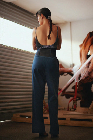 Blue fahrenheit knit embellished bralette
