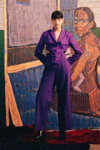 Purple fahrenheit currant flared trousers