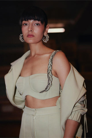 Green fahrenheit bomber trench ensemble set