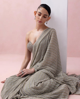 Gray reverie-festive sari with aanchal and corset