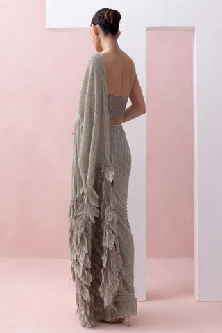 Gray reverie-festive sari with aanchal and corset