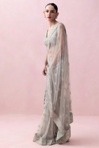 Green reverie-festive sari with blouse