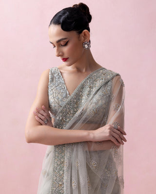 Green reverie-festive sari with blouse