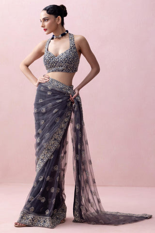 Blue reverie-festive sari with blouse