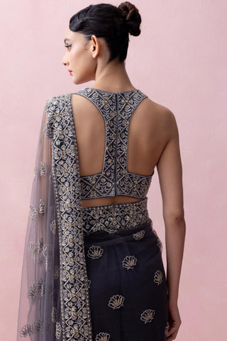 Blue reverie-festive sari with blouse