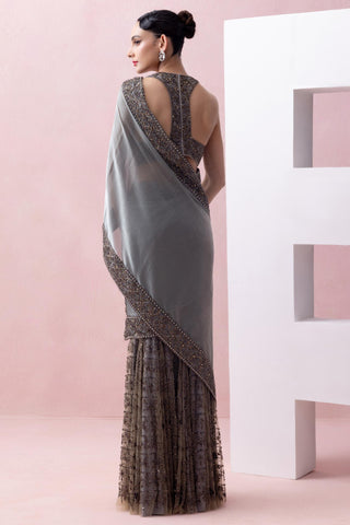 Gray reverie-festive skirt with aanchal and blouse