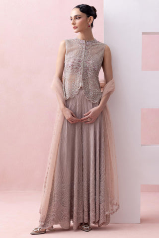 Pink reverie-festive jacket with sharara