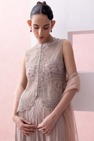 Pink reverie-festive jacket with sharara