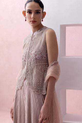 Pink reverie-festive jacket with sharara