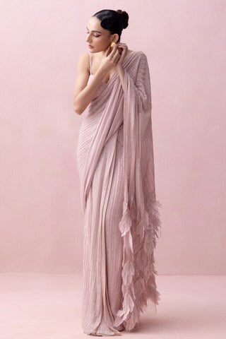 Pink reverie-festive sari with aanchal and corset