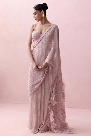 Pink reverie-festive sari with aanchal and corset
