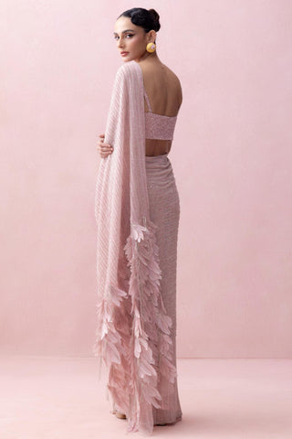 Pink reverie-festive sari with aanchal and corset