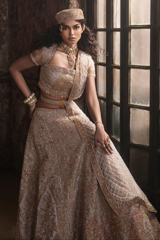 Gray oraan lehenga with blouse and dupatta
