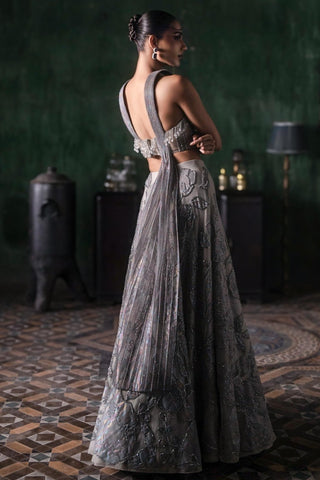 Gray oraan lehenga with corset